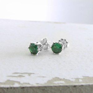 Silver Earrings Silver Emerald Earrings